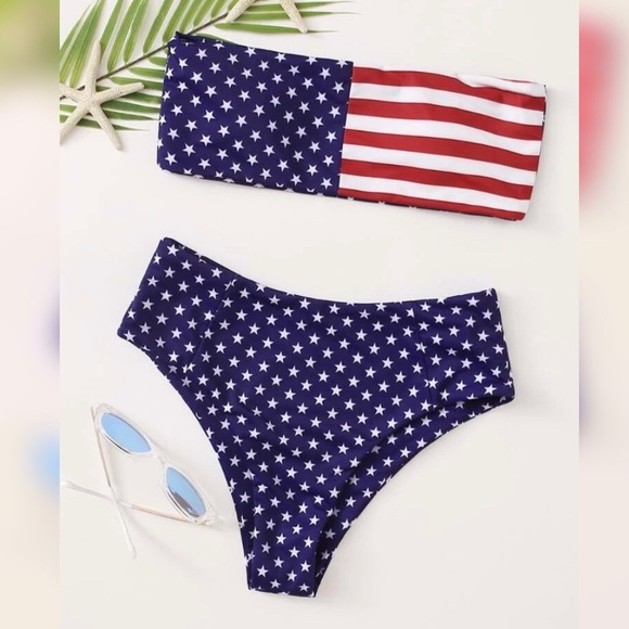 high waisted american flag bikini